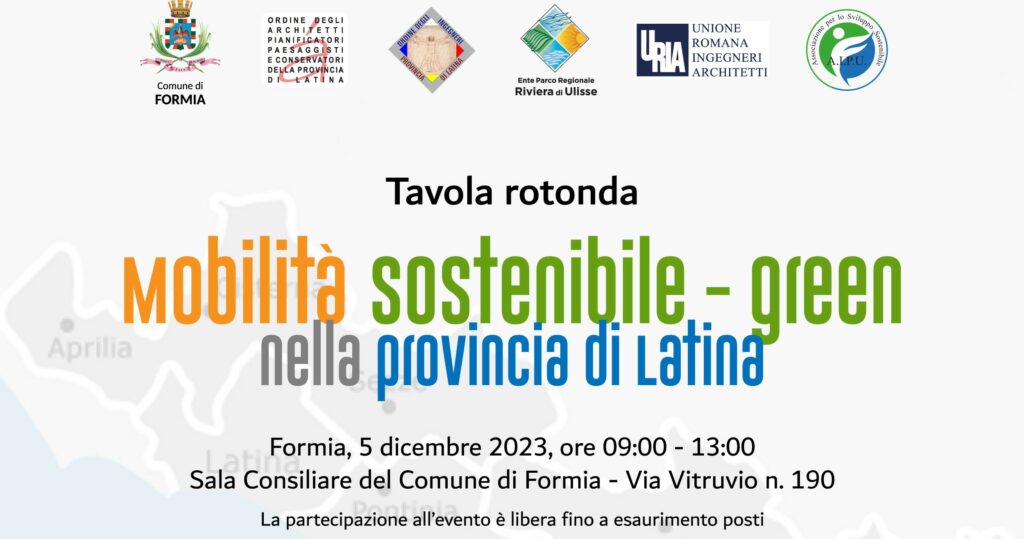 CREDITI FORMATIVI. Convegno: “Mobilità sostenibile green nella provincia di Latina”