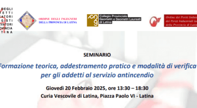 CREDITI FORMATIVI – Seminario di “Formazione teorica, addestramento pratico peraddetti servizio antincendio”